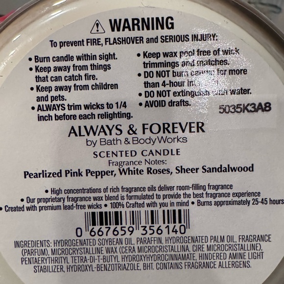 Always and Forever Candle Bath and Body Works - Picture 3 of 3
